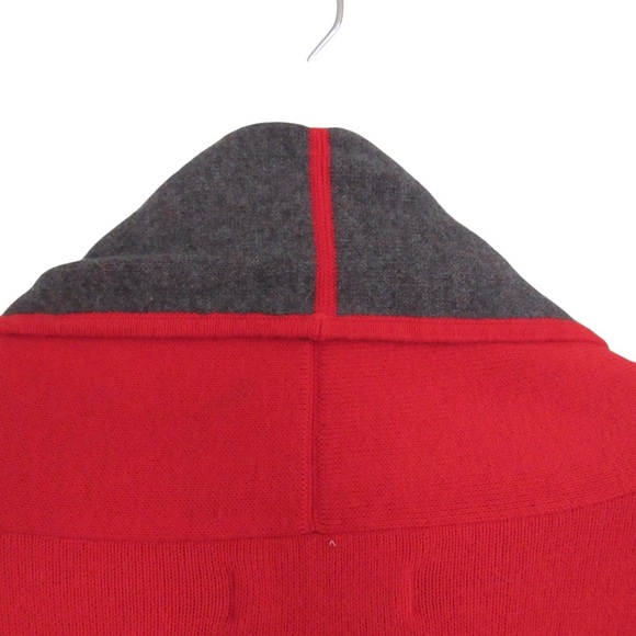 Burgess Red Sweater Cardigan Travel Coat Small Long Line Open Front - Picture 8 of 11